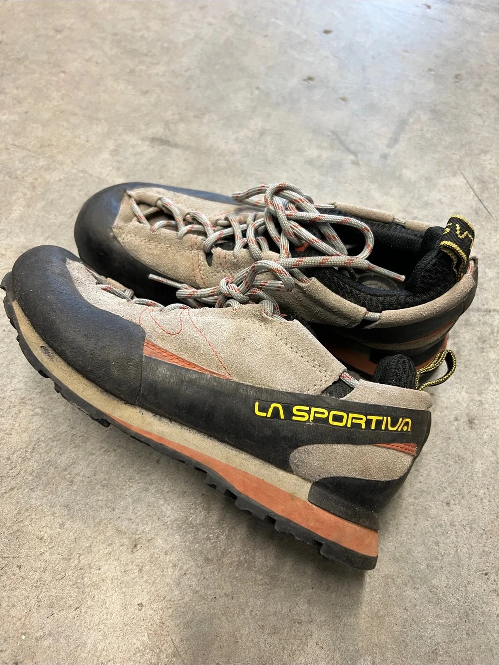 La Sportiva Men’s Beige and Black Approach Boots with Orange Accents